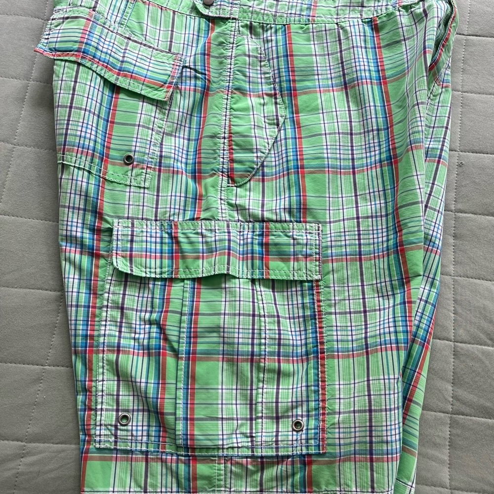 Ralph Lauren Polo Green Plaid Swim Trunks Swim Wear Size 36 - Picture 12 of 15